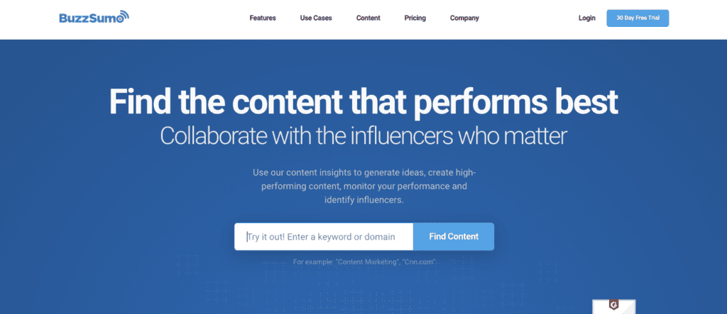 Buzzsumo - Best Content Writing Tools for SEO