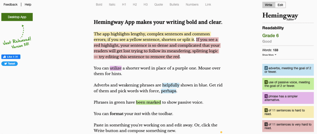 Hemingway App - SEO Checklist